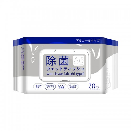NISYO日翔 含酒精銀離子除菌濕巾 70枚入 袋裝 163-0527 NISYO日翔 含酒精銀離子除菌濕巾 70枚入 袋裝 163-0527